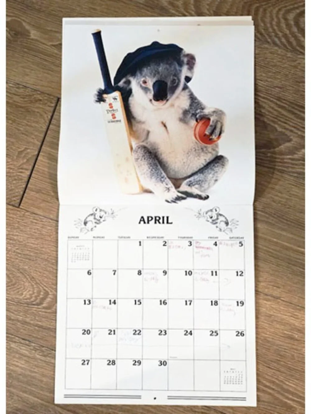 Qantas Sydney the Koala Calendar 1986 Vintage 80s Australia Airline Art Cute!